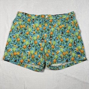 Tommy Bahama Swim Trunks Mens 2XL Blue Pineapple Cocktail Print Lined Drawstring